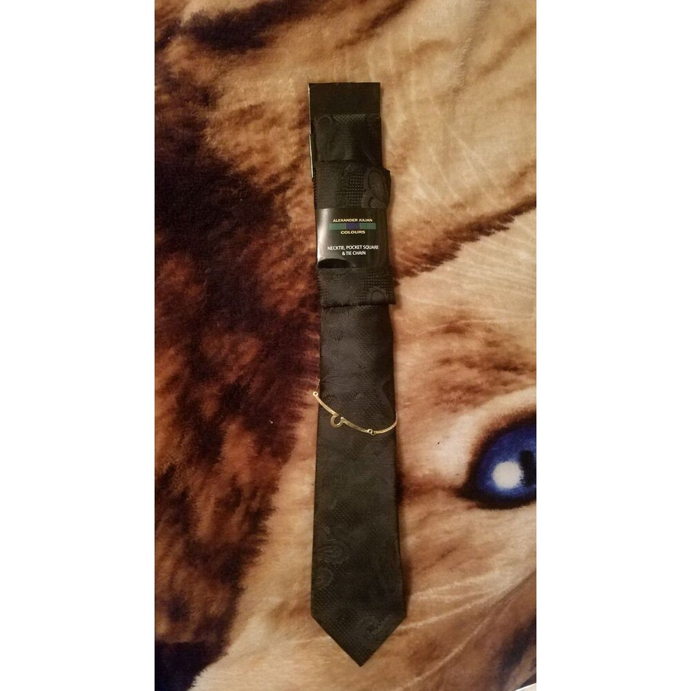 Alexander Julian Colours Mens Necktie Tie Paisley Black